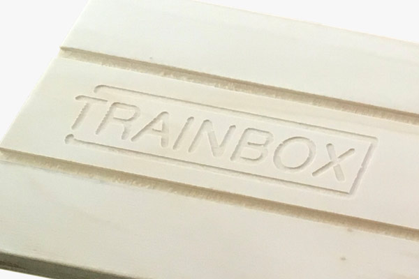 Trainbox logo engraving Wooden transport box